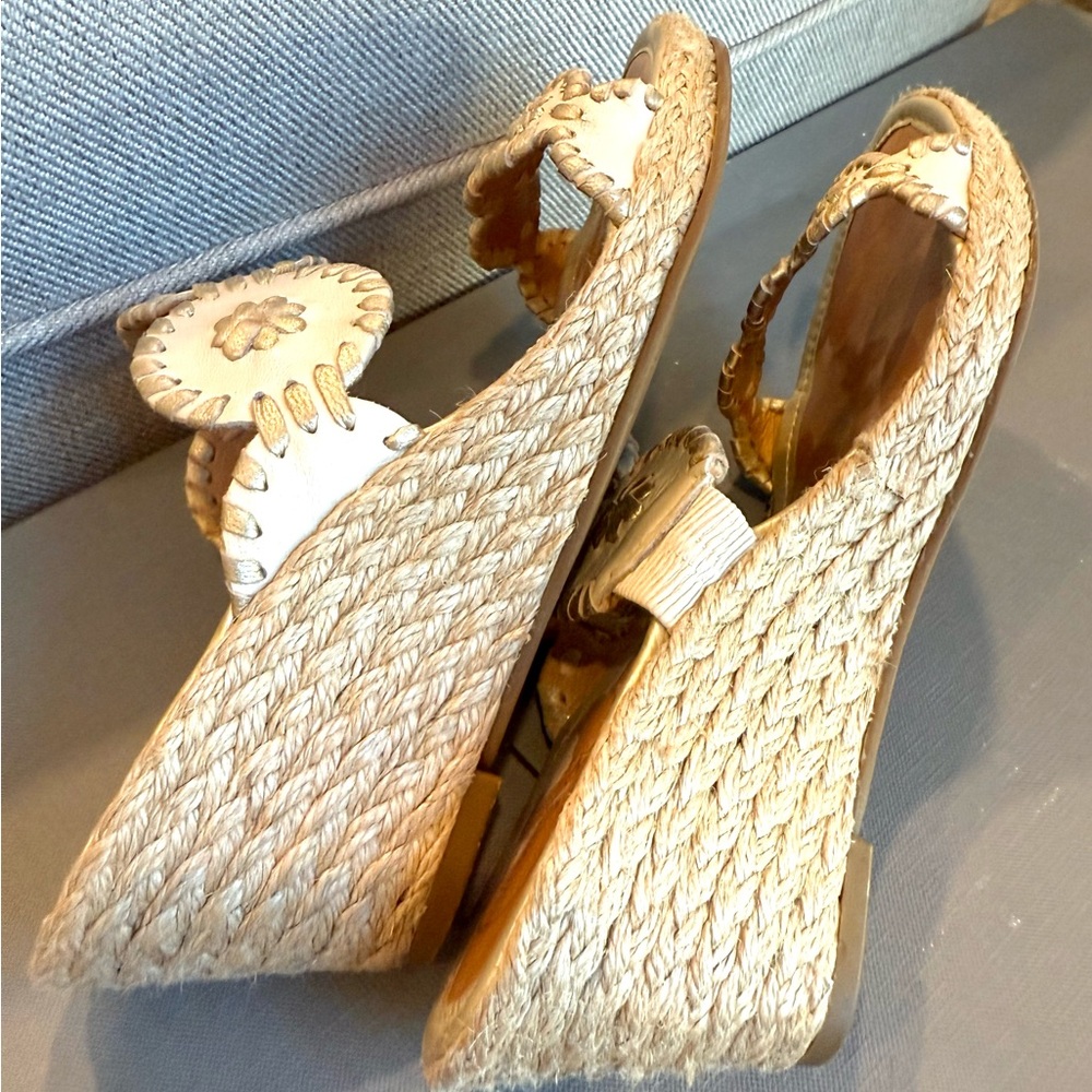 Classic Jack Rogers Cream and Gold Shelby Espadrille Sandals - Size 6 - Picture 7 of 8
